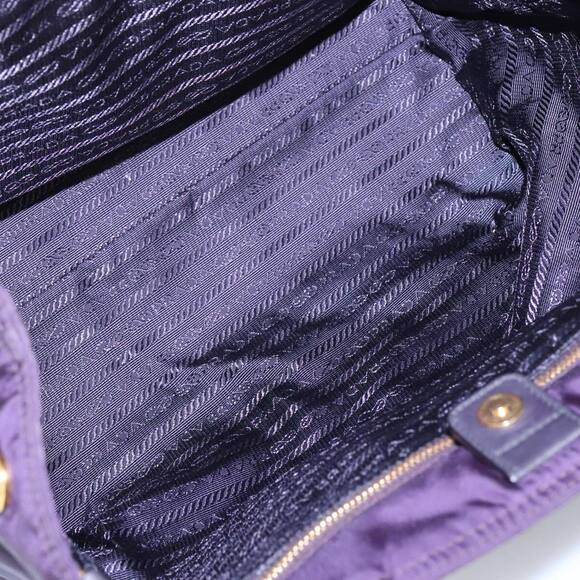 Prada Hand Bag Nylon Purple Gold Auth #155934P31B - Picture 11 of 15